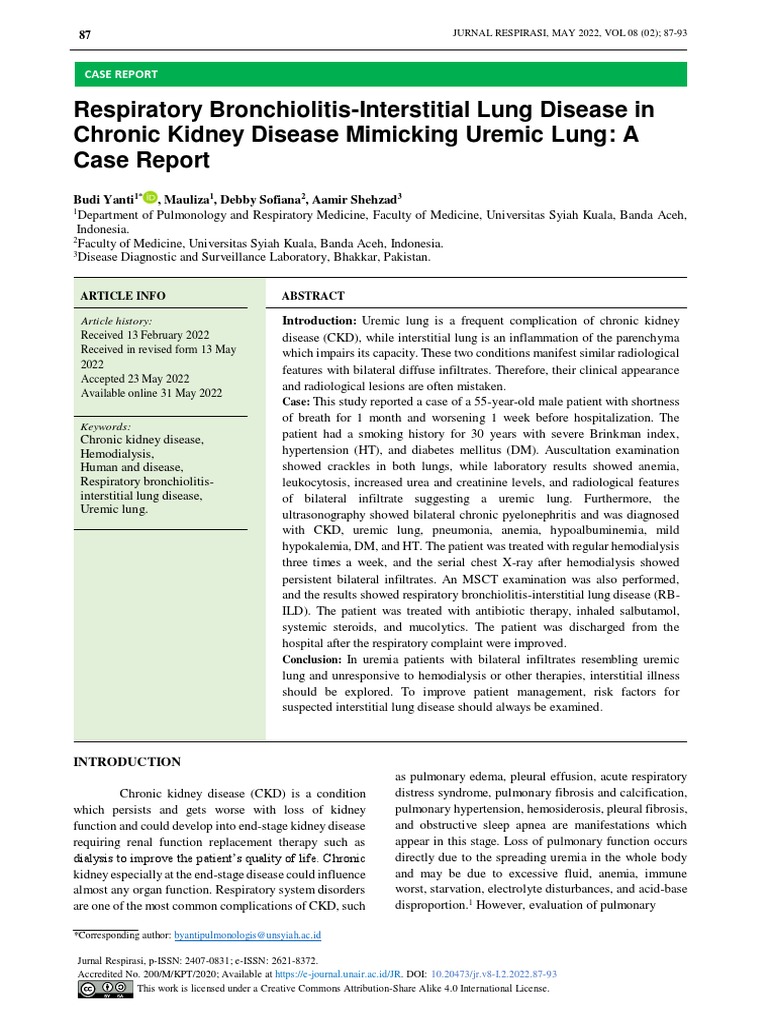 RBILD in CKD Patient Mimicking Uremic Lung PDF Chronic Kidney