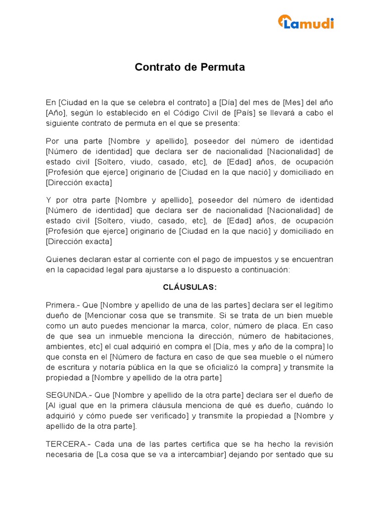 Modelo de Contrato de Permuta | PDF | Justicia | Crimen y violencia