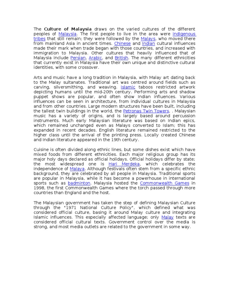 Malaysian Culture | PDF | Malaysia | Languages