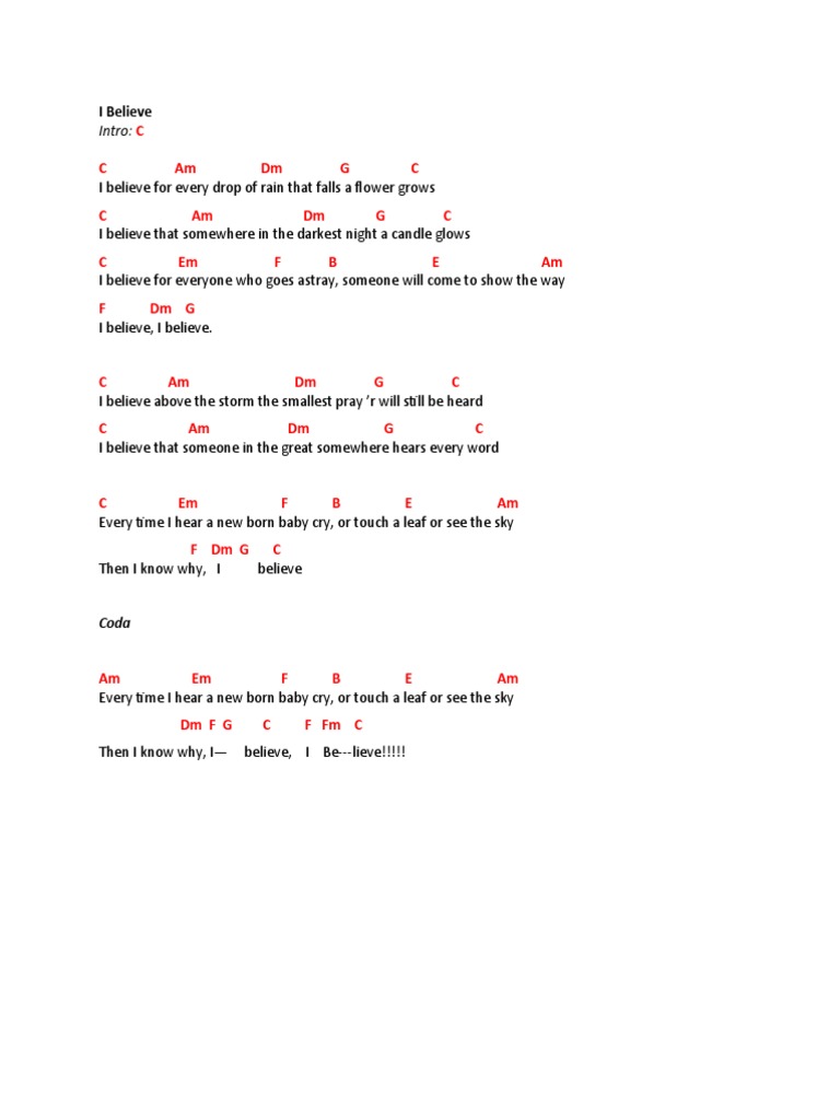 I Believe - Lyrics and Chords | PDF