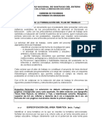 Pautas para la formulación del plan de trabajo en el Doctorado en Educación de la Universidad Nacional de Santiago del Estero