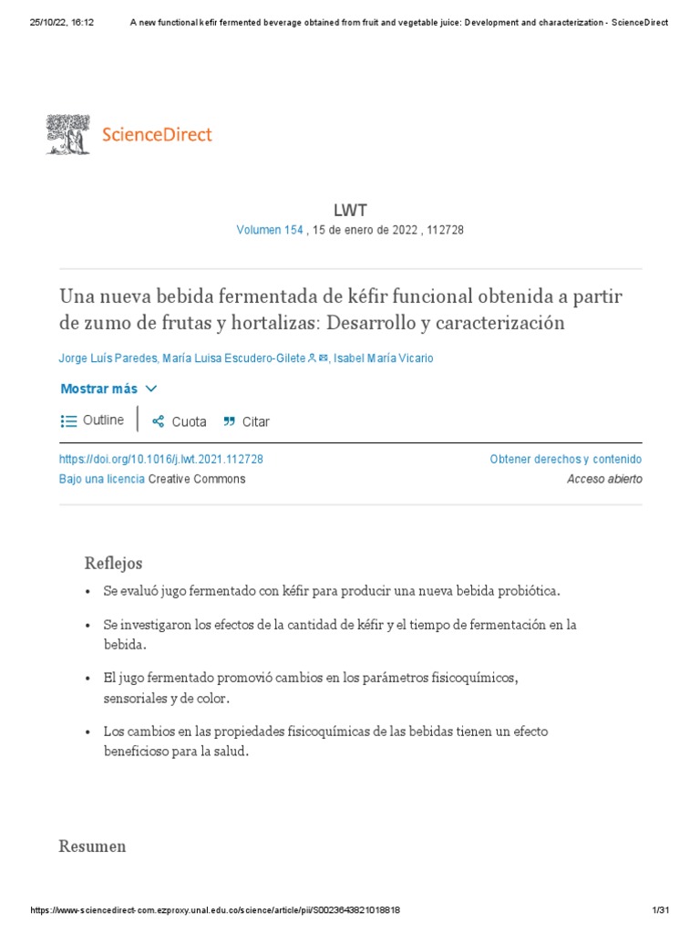 A New Functional Kefir Fermented Beverage Obtained From Fruit and