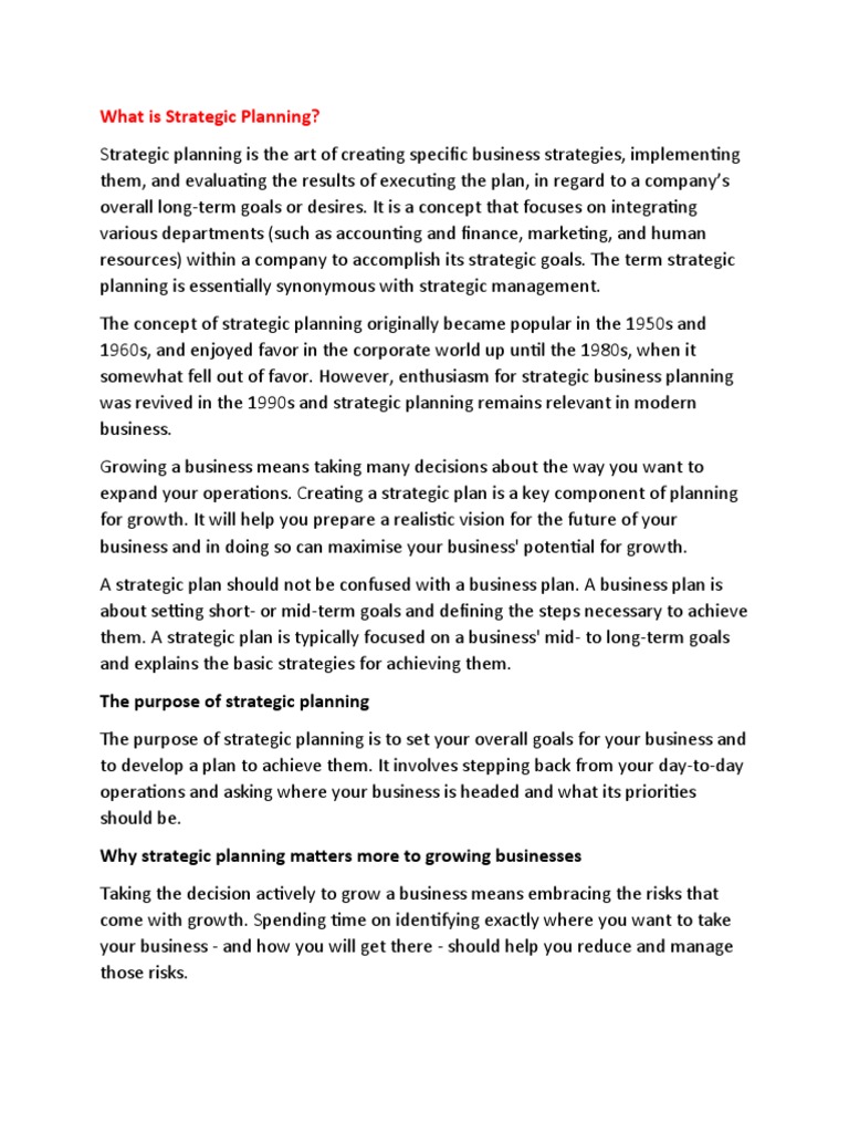 Strategic Planning | PDF | Strategic Management | Swot Analysis