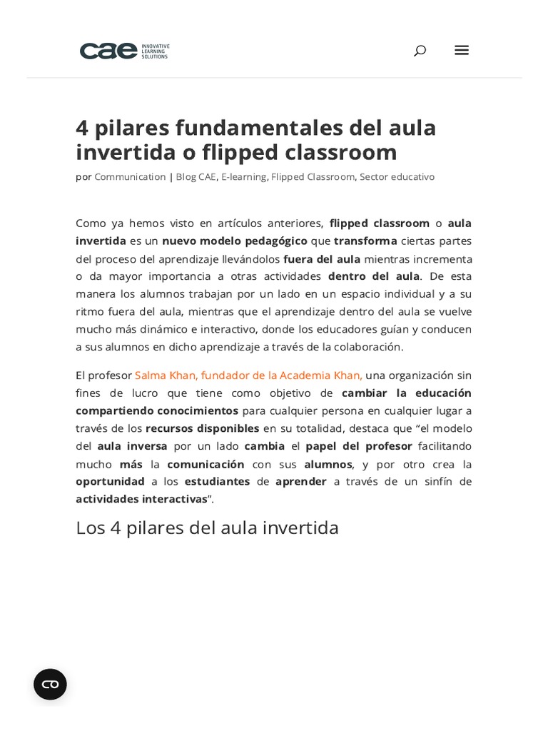 4 Pilares Fundamentales Del Aula Invertida o Flipped Classroom - CAE | PDF
