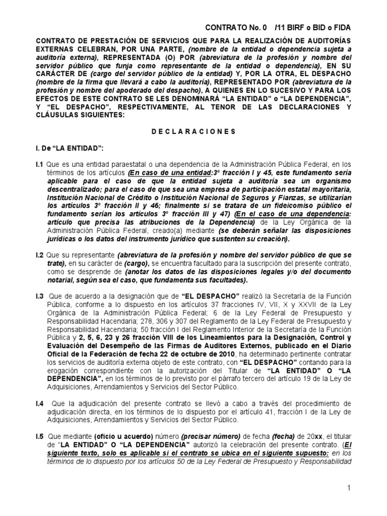 Tipos de contrato que se utilizan en una auditoria externa creative