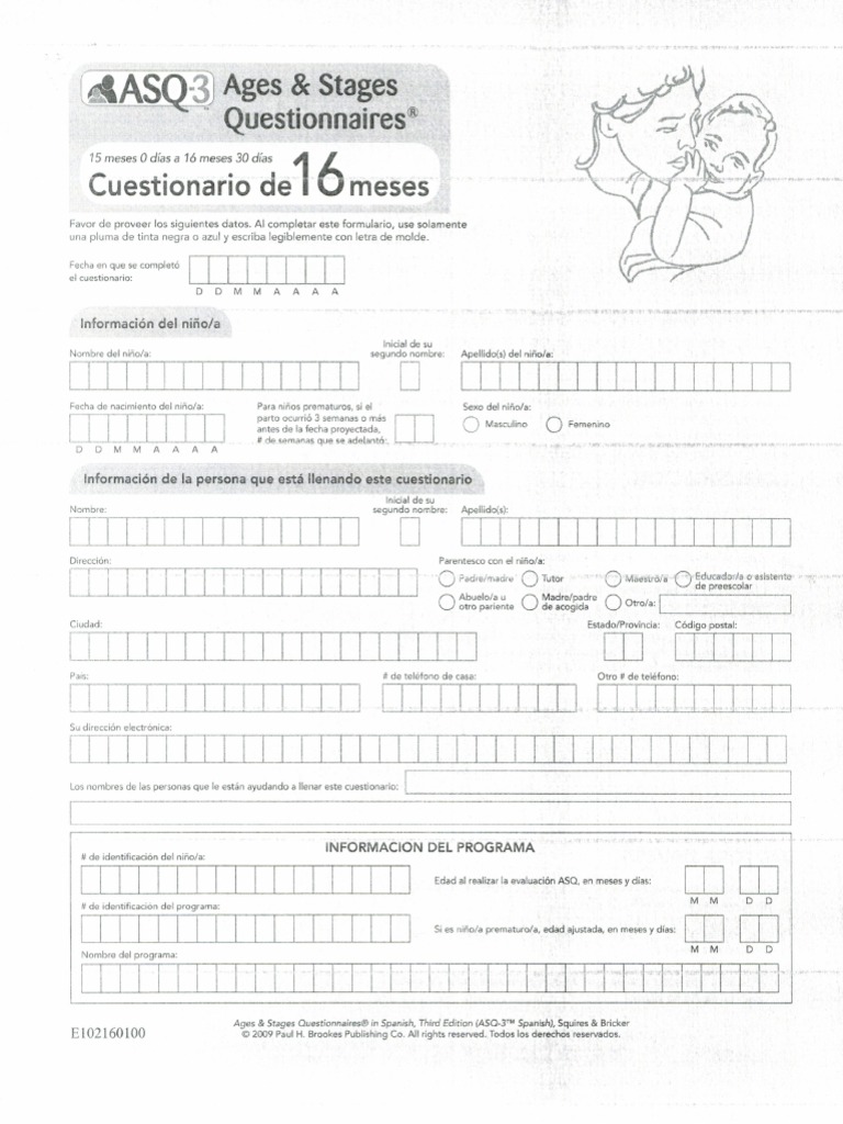 Asq 16 meses pdf