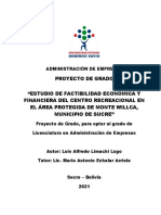 Proyecto de Grado "Estudio de Factibilidad Económica Y Financiera Del Centro Recreacional en El Área Protegida de Monte Willca, Municipio de Sucre"