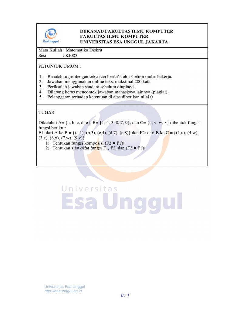 CCM110 - Matematika Diskrit - Tugas Pertemuan 8 | PDF | Metode & Bahan Ajar