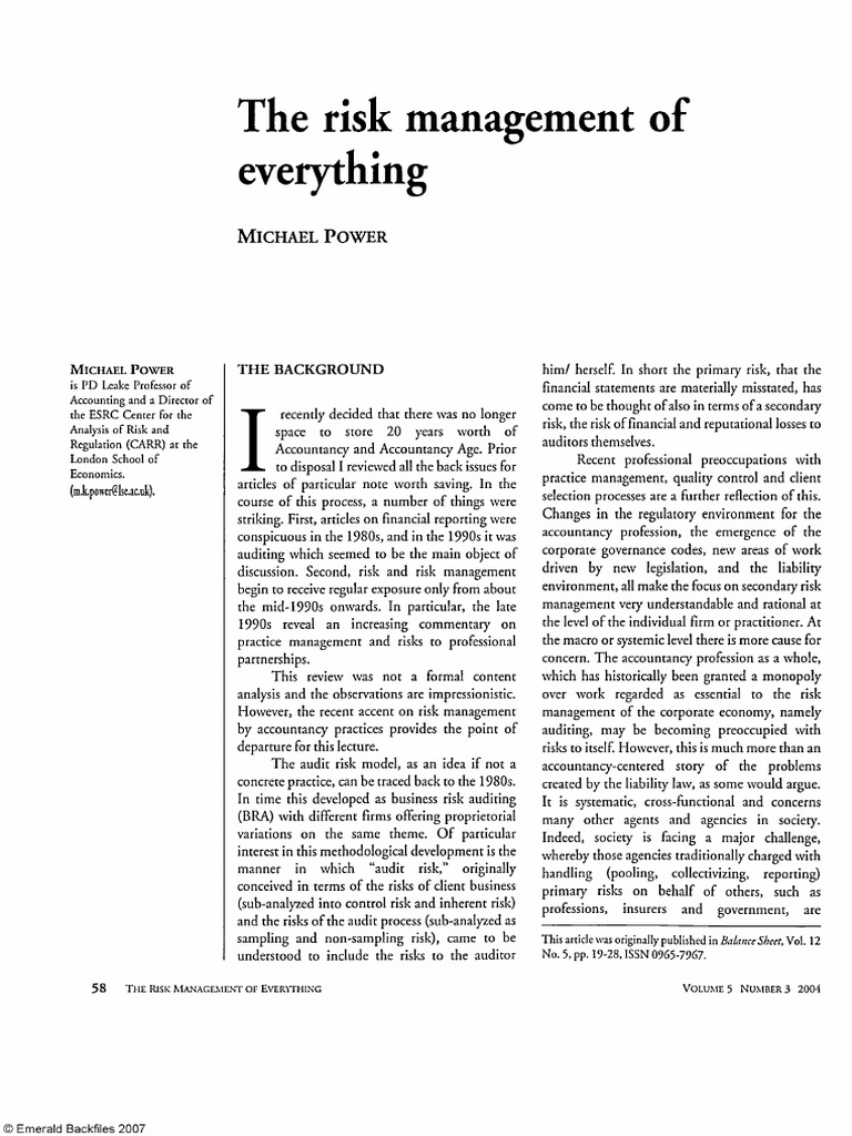Risk Management of Everything | PDF | Risk | Risk Management
