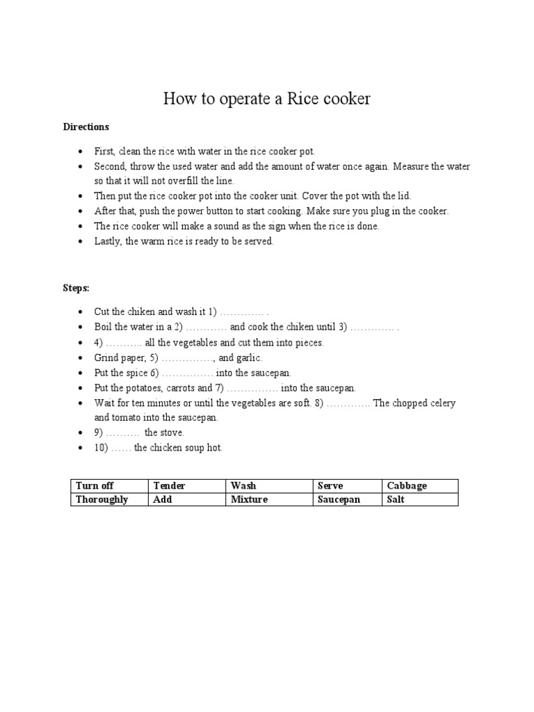 How To Operate A Rice Cooker PDF