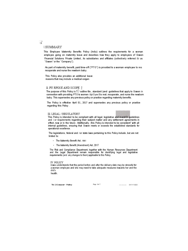 Maternity Policy PDF Miscarriage Human Resources