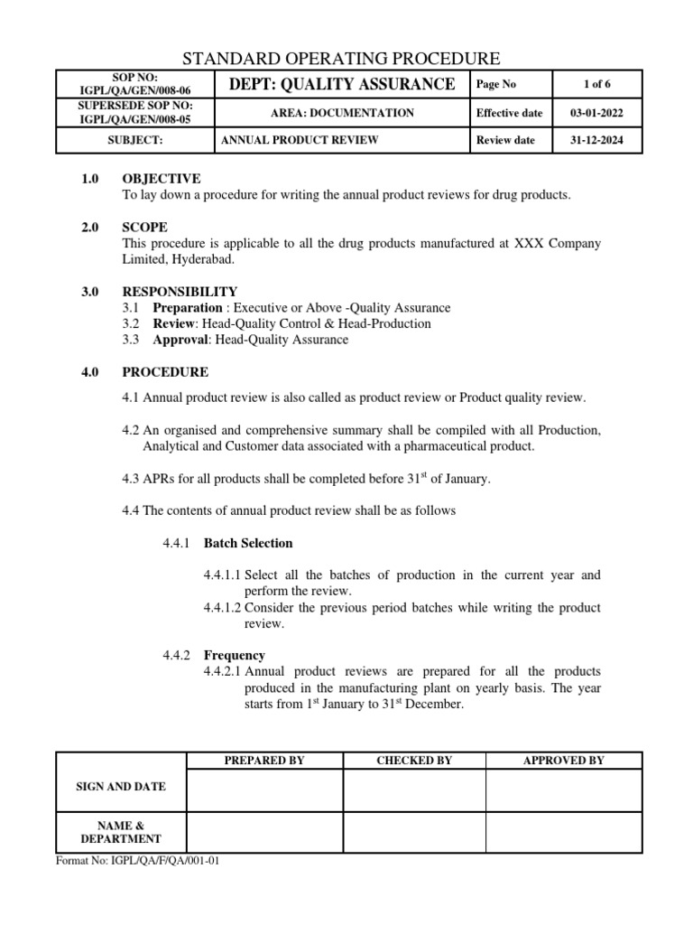 Product Quality Review or Annual Product Review1 PDF Quality