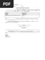 ACKNOWLEDGEMENT RECEIPT - MOTOR VEHICLE