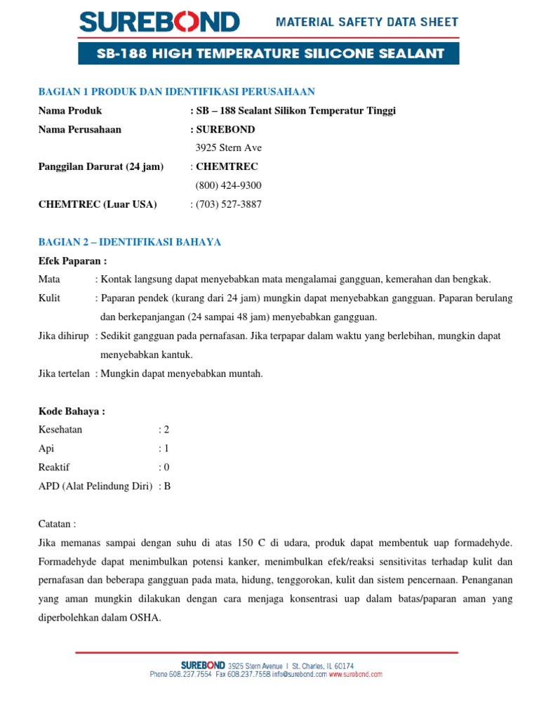 MSDS - Silicon Sealant | PDF