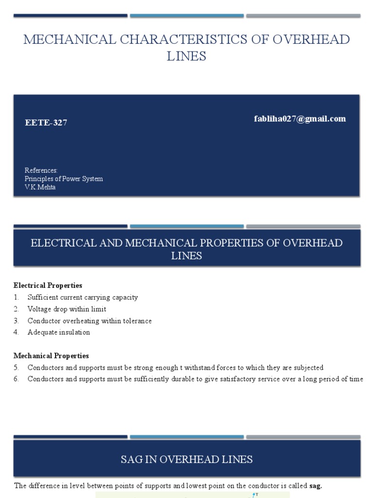 Mechanical Characteristics of Overhead Lines | PDF | Physical ...