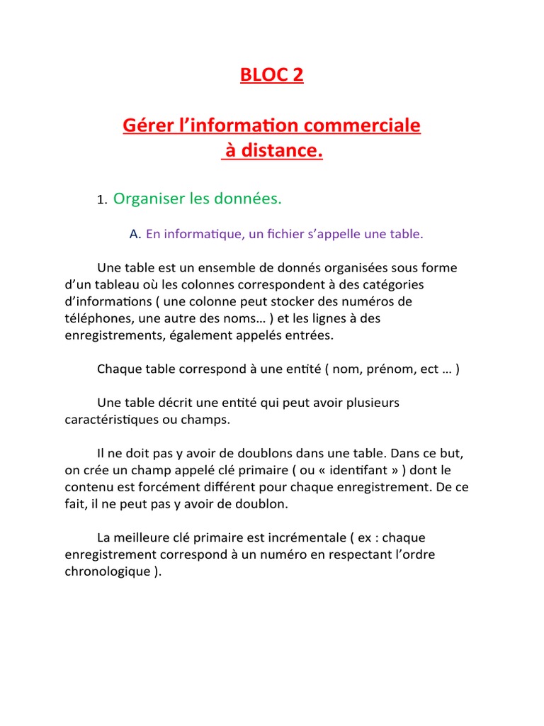 Gérer l'information commerciale à distance | PDF | Table (Base de ...