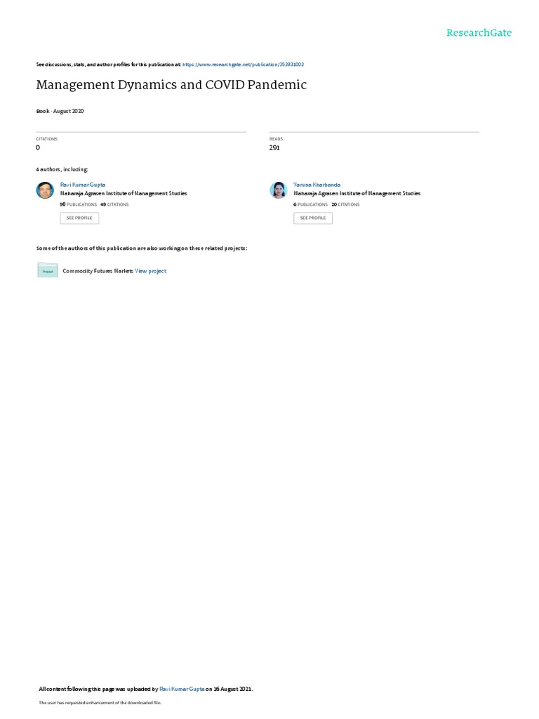 FinalBook3 ManagementDynamicsCOVIDPandemic | PDF | Expert | Epidemiology