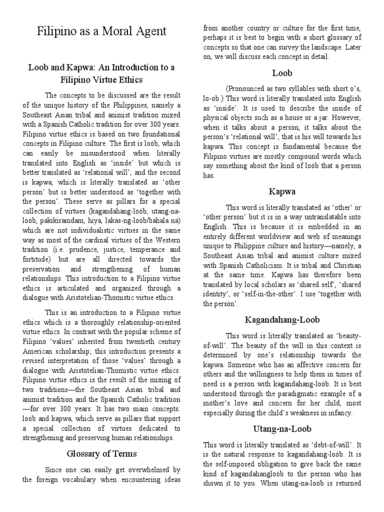 Filipino Virtue Ethics: Loob and Kapwa | PDF | Thomism | Virtue