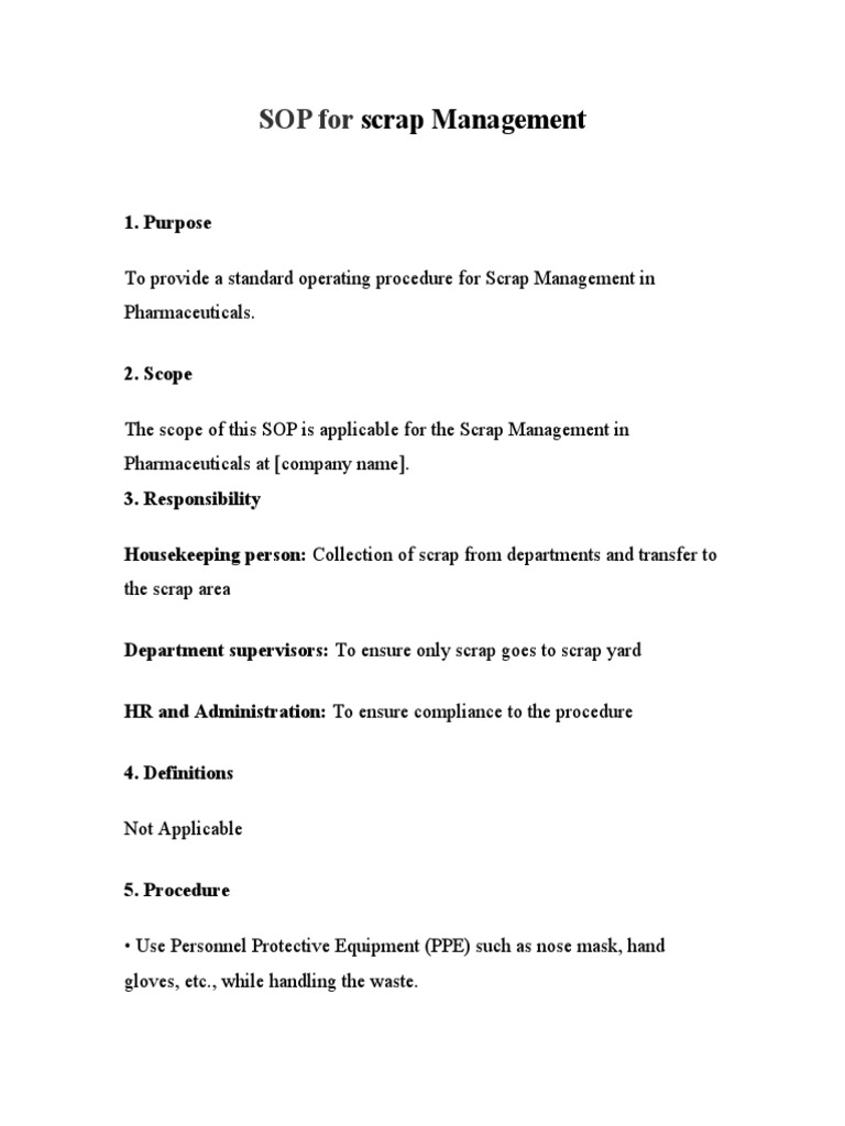 SOP for Pharmaceutical Scrap Management | PDF