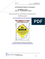 15 Algebra 2 Tutor The Quadratic Formula