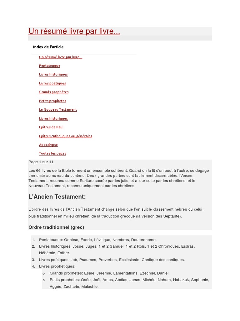 Résumé livre par livre de la Bible | PDF | Paul l'apôtre | Jésus