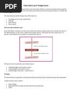 Data Link Layer Design Issues: Services To The Network Layer