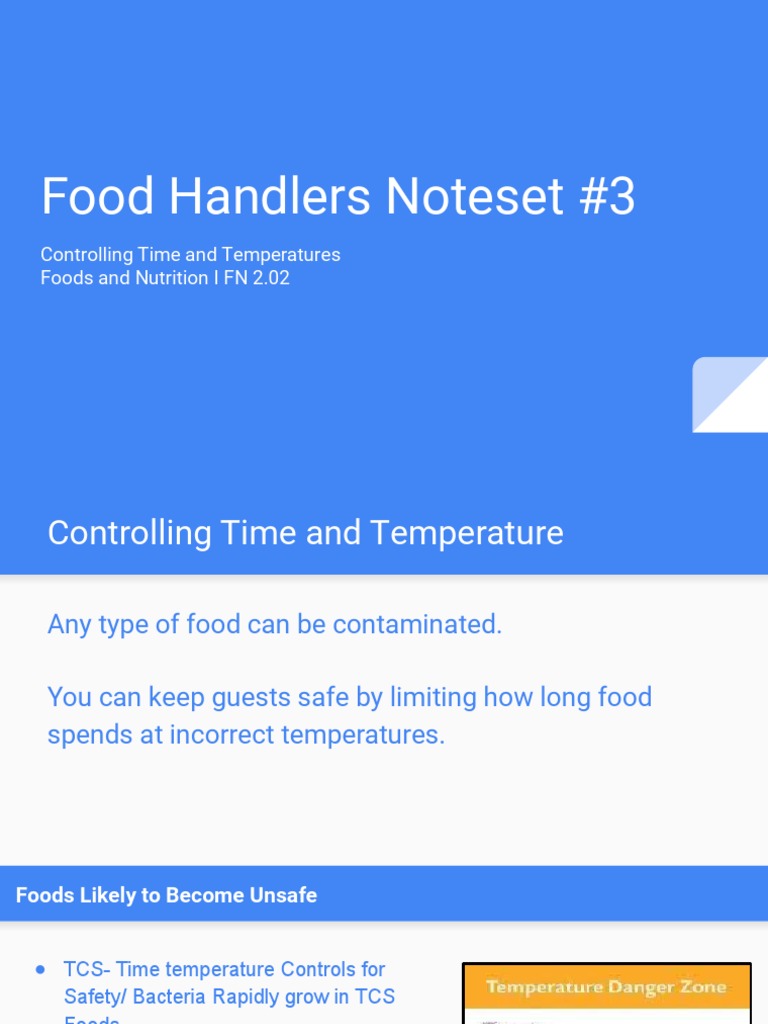 Food Handlers Note Set 3 PDF Foods Cooking