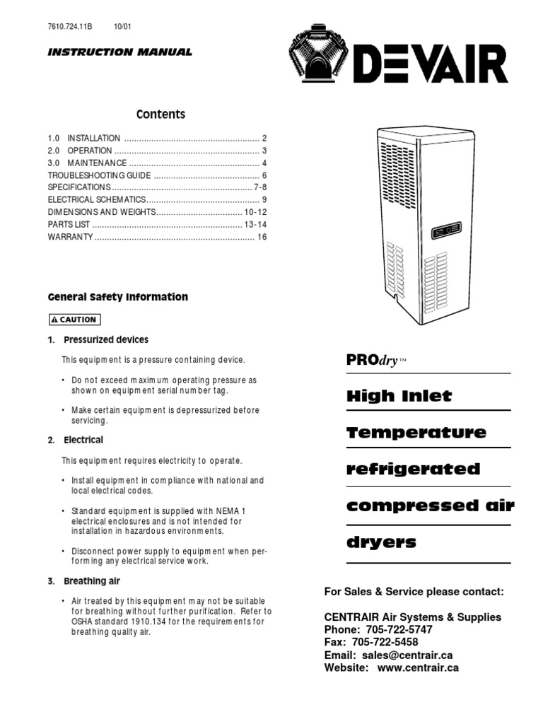 Devilbiss Devair PD Air Dryer Manual PDF Clothes Dryer Refrigerator