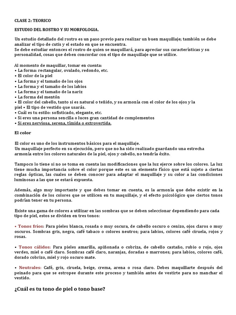 Morfología del Rostro en Maquillaje | PDF