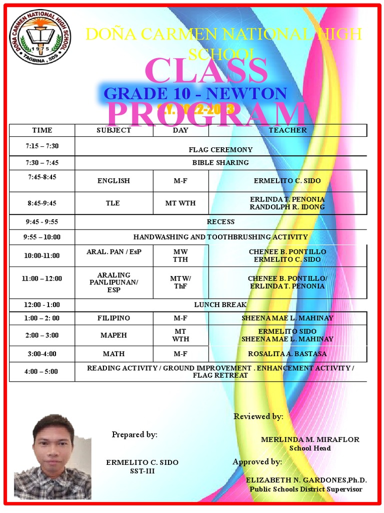 Class program and teachers program pdf