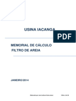 MEMORIAL DE CÁLCULO - FILTRO DE AREIA - U. IACANGA-R0