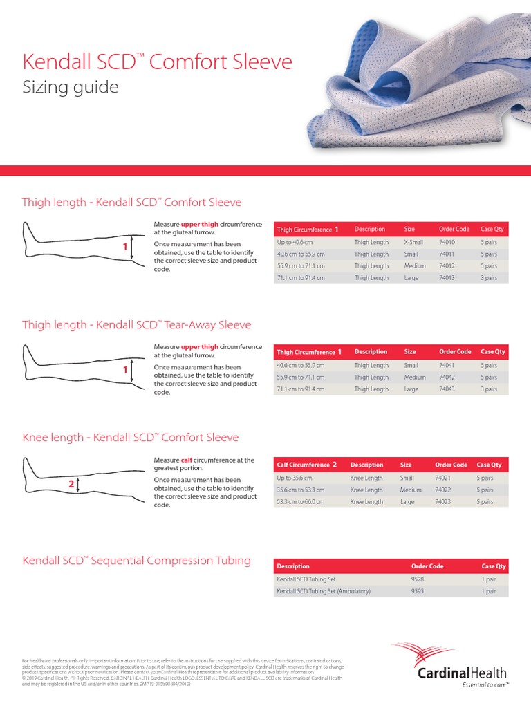 Cardinal Health Uk Kendall SCD Comfort Sleeve Sizing Poster PDF