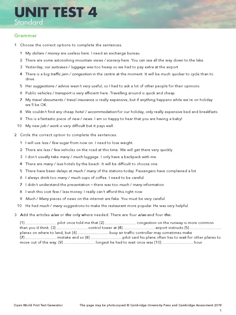 Progress Test Unit 4 Pdf