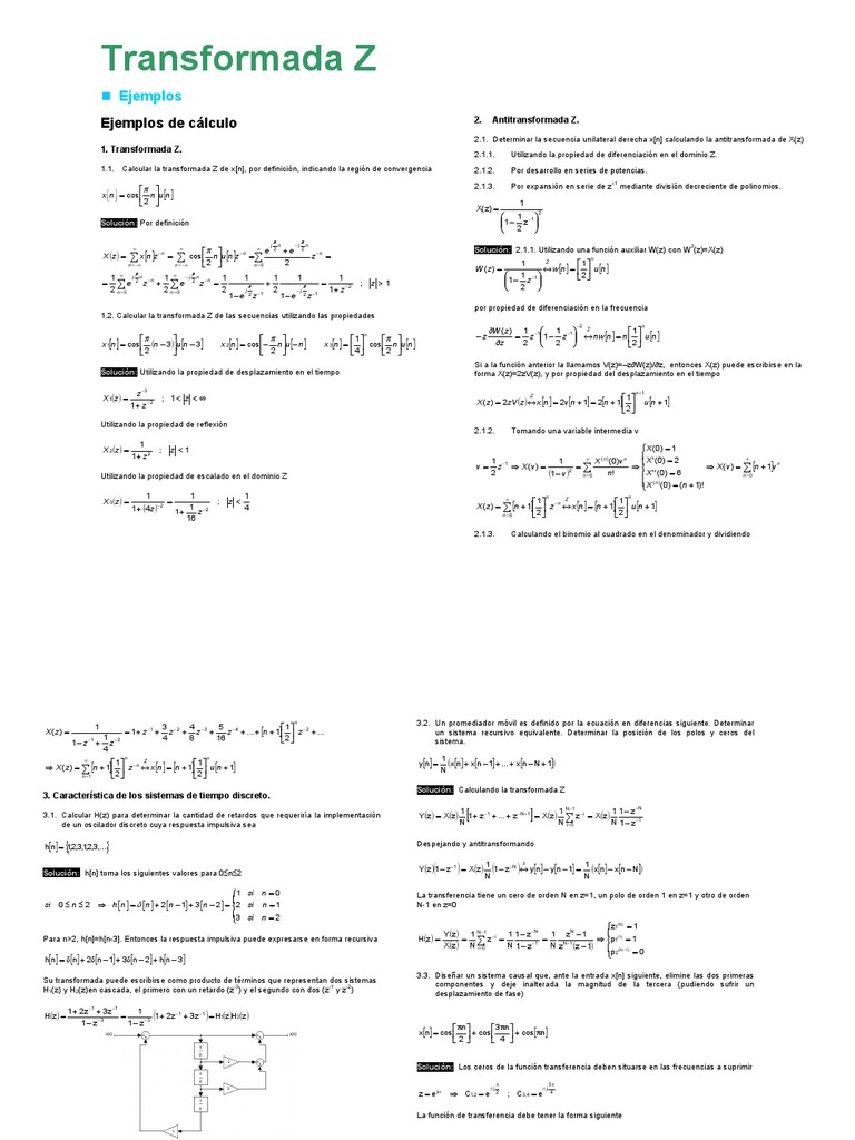 Ejemplos de Transformada Z | PDF | Matemáticas Aplicadas | Conceptos ...