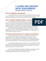 How To Learn and Master Chemical Equilibrium: Lessons From A Master