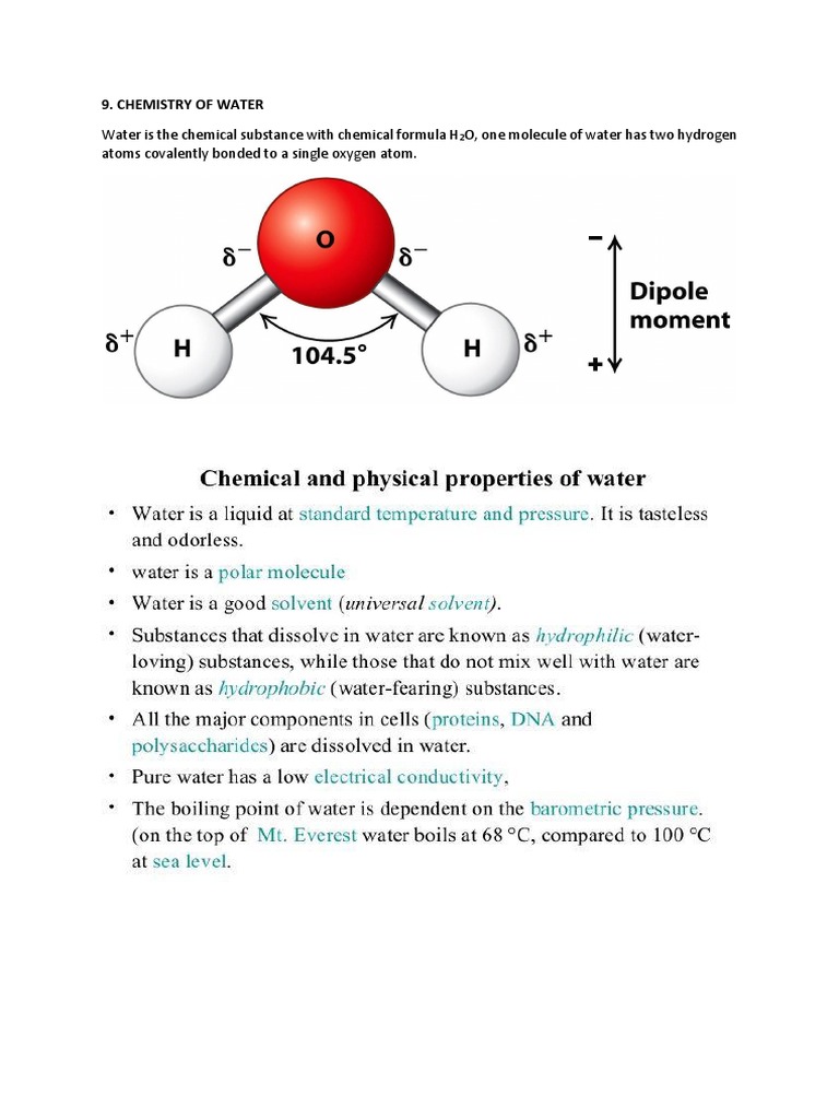 Chemistry Of Water Pdf Water Fluid Dynamics