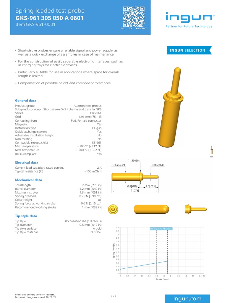 INGUN GKS961 305 050 A 0601 GKS9610001 EN Datasheet PDF