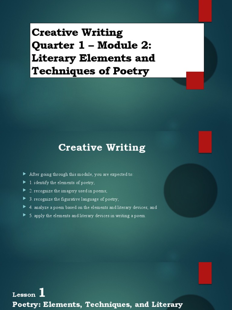 Poetry Techniques and Elements Module 2 | PDF