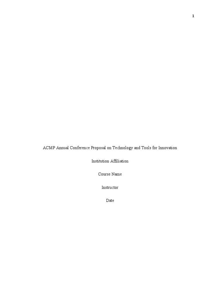 ACMP Annual Conference Proposal On Technology and Tools For Innovation