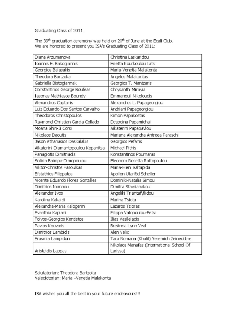 Class of 2011 Graduation Highlights PDF