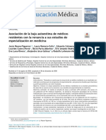 Asociaci N de La Baja Autoestima de M Dicos Residentes Con La - 2021 - Educaci