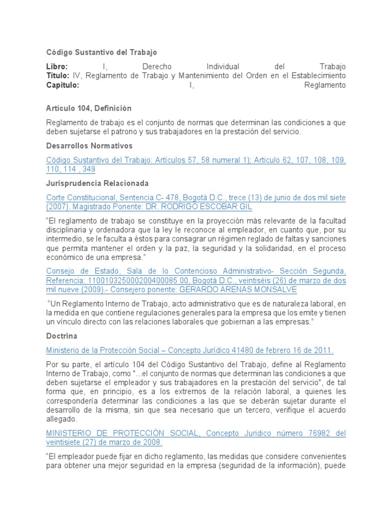 Reglamento Interno de Trabajo y CST | PDF | Derecho laboral | Caso de ley