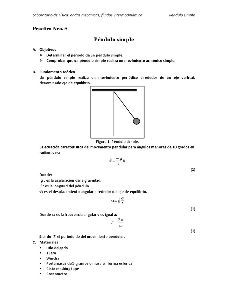 Práctica de Péndulo Simple en Física | PDF