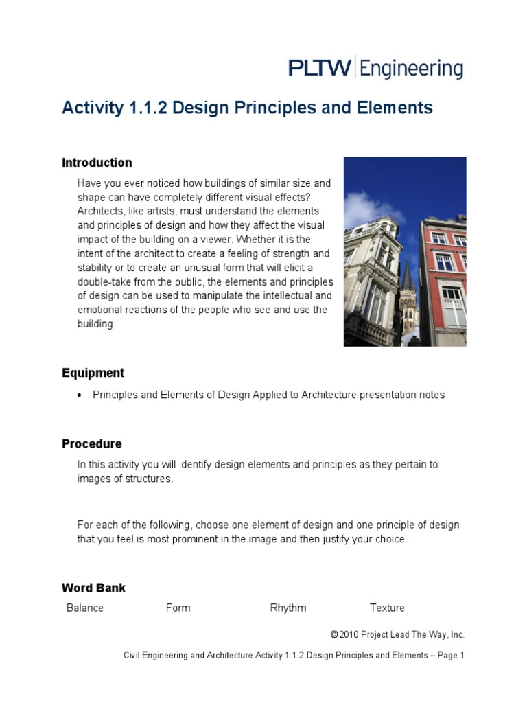 1 1 2 a designprincipleselements 1 pltw pdf aesthetics design