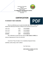 Certification of Ipcrf Rating 2023