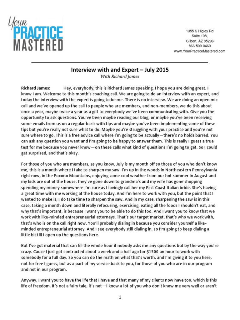 Expert Coaching Call for Attorneys | PDF | Voicemail | Medical ...