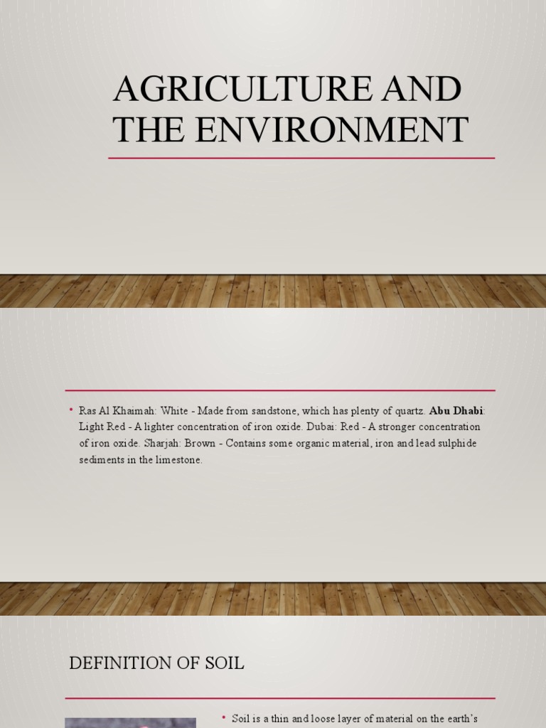 Agriculture and The Environment PDF Agriculture Soil