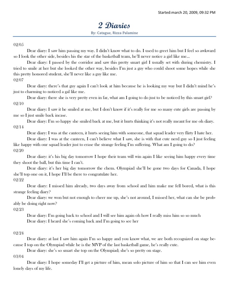 Two Diaries DONE | PDF | Leisure