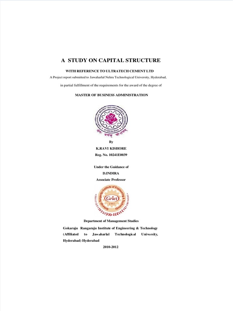 Capital Structure Project PDF Capital Structure Financial Capital