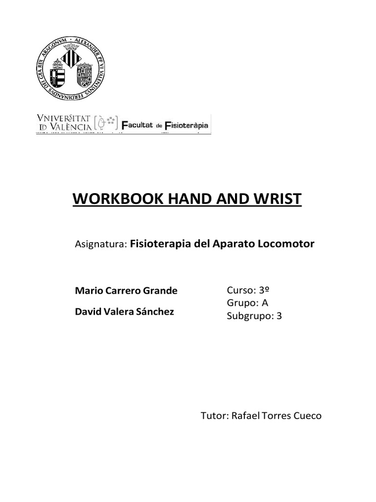 Hand and Wrist Workbook | PDF | Thumb | Hand
